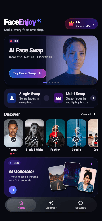 FaceEnjoy home screen