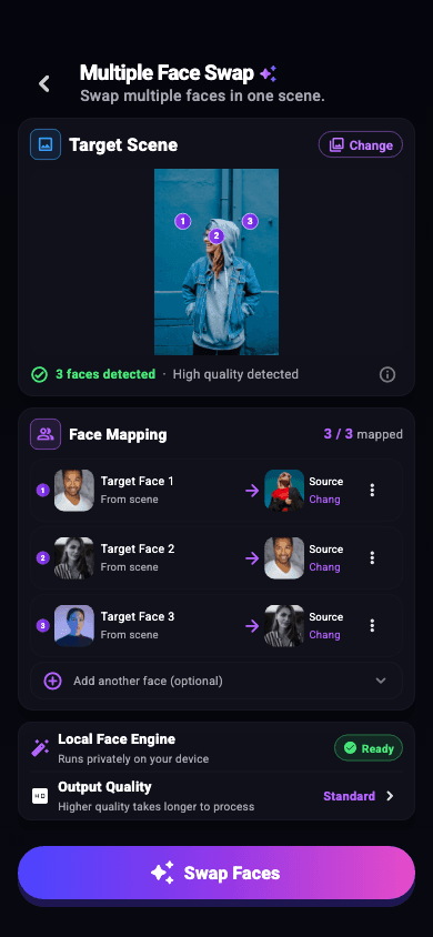 FaceEnjoy multi-face mapping screen